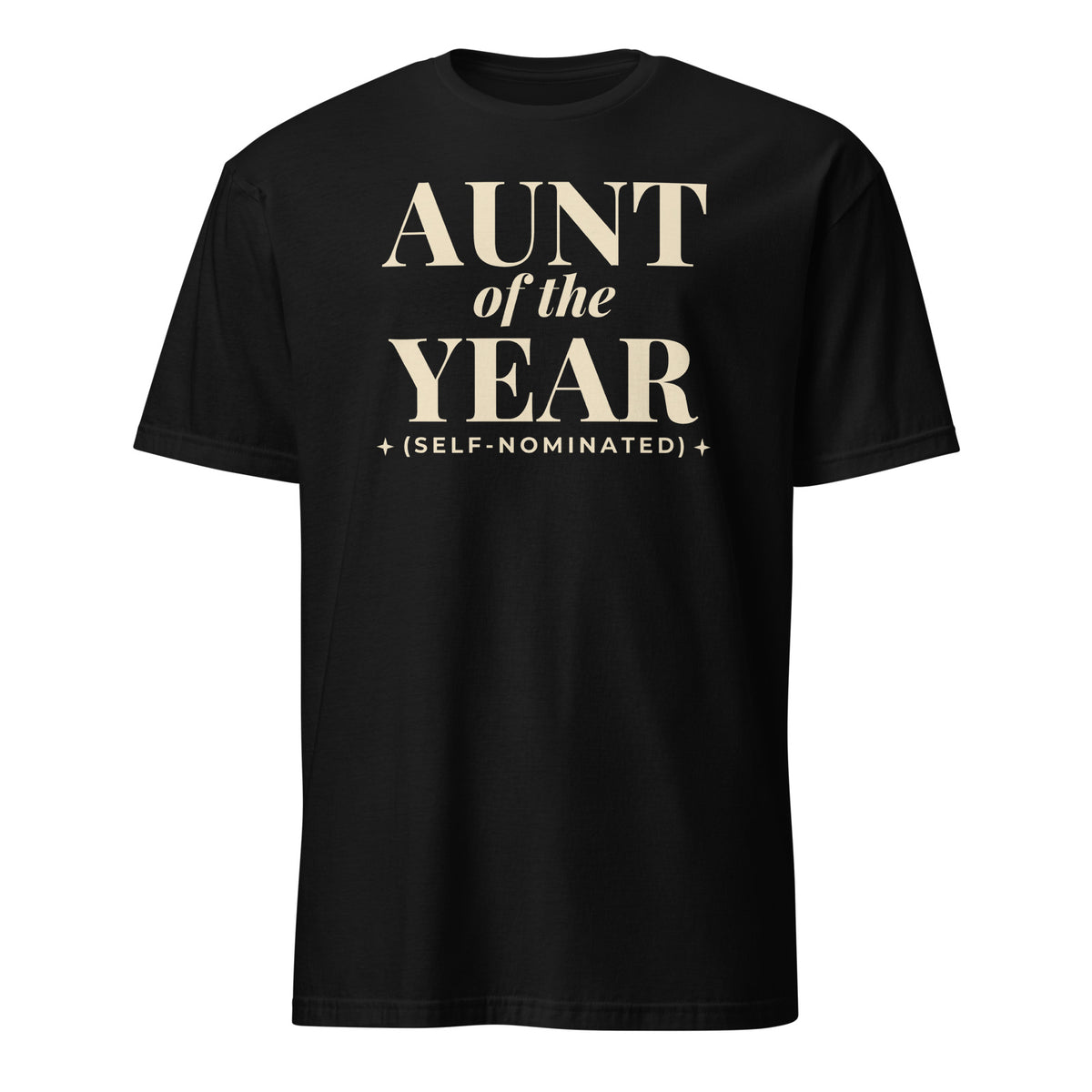Aunt of the Year tee in Black, front print