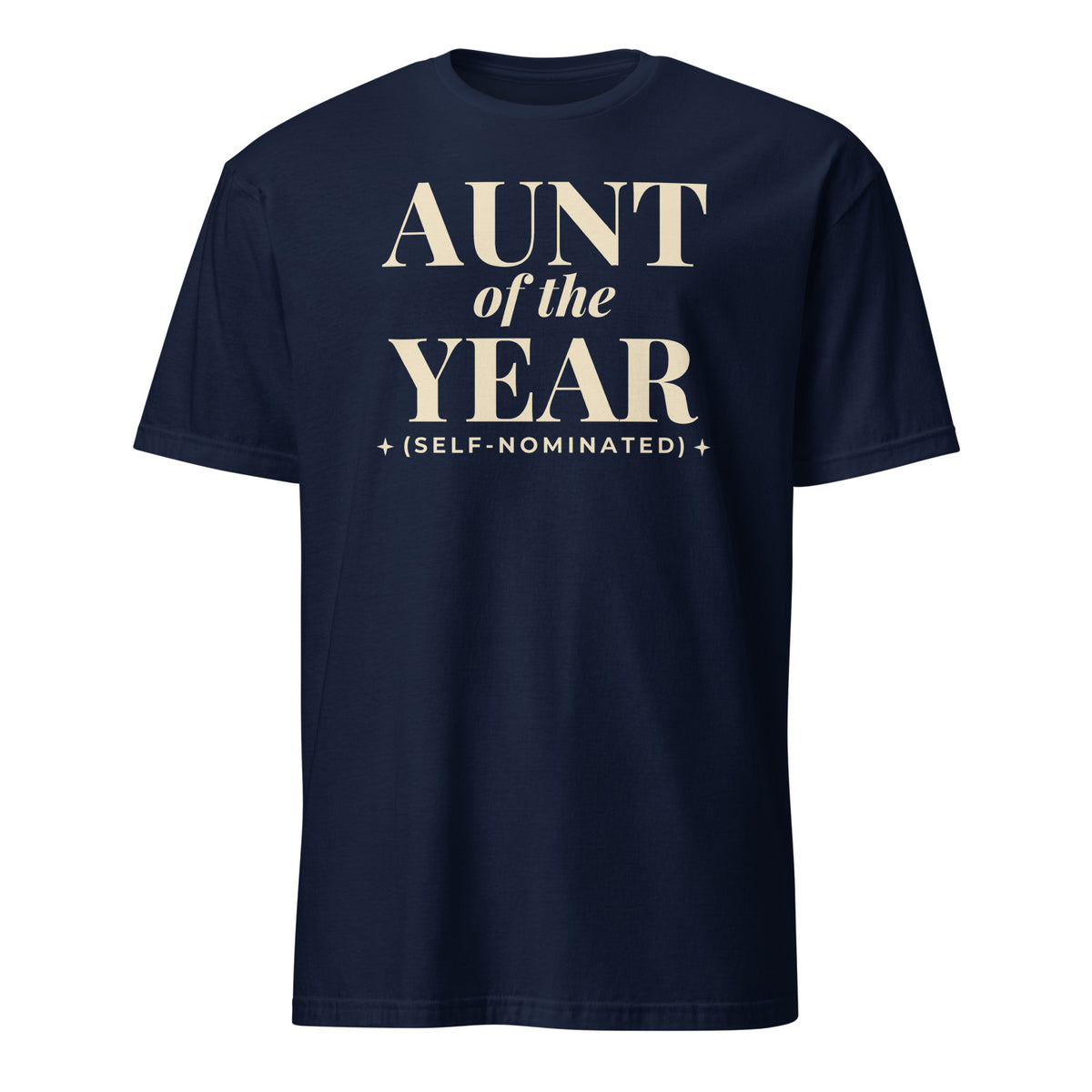 Aunt of the Year tee in Navy, front print
