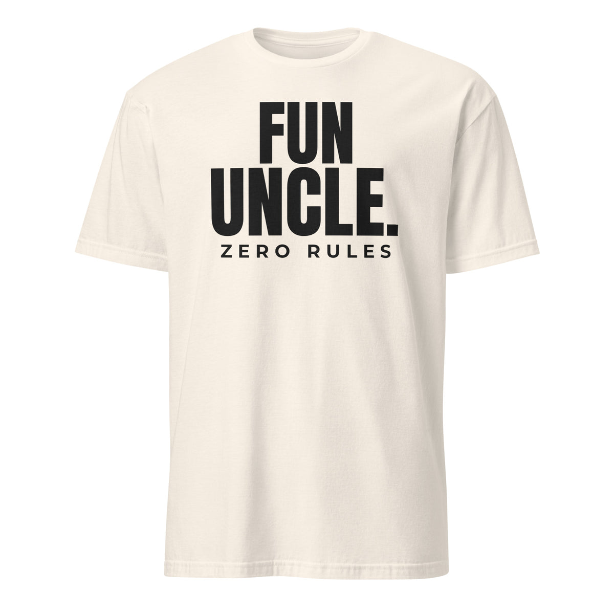Fun Uncle. Zero Rules. tee in Natural, front print