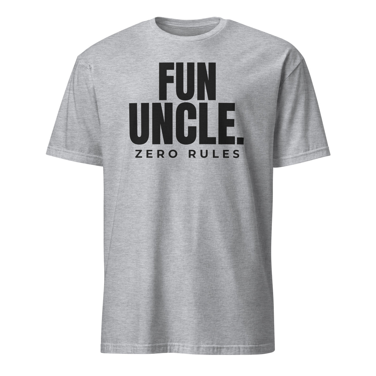 Fun Uncle. Zero Rules. tee in Sport Grey, front print