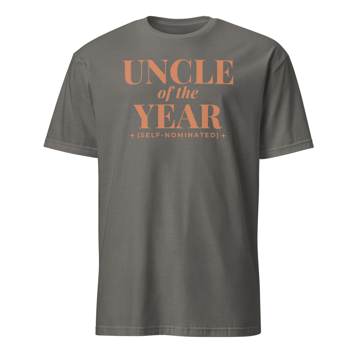Uncle of the Year tee in Charcoal, front print