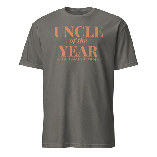 Uncle of the Year tee in Charcoal, front print